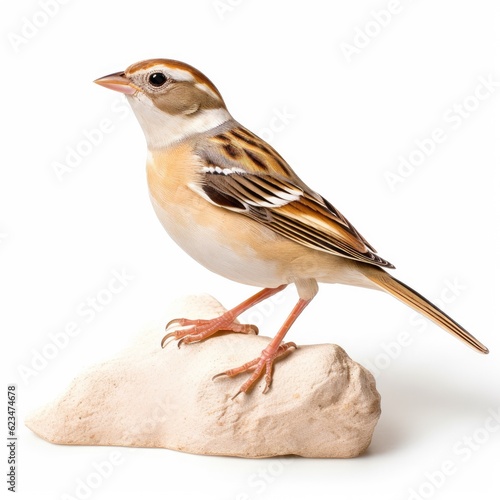 Clay-colored sparrow bird isolated on white. Generative AI