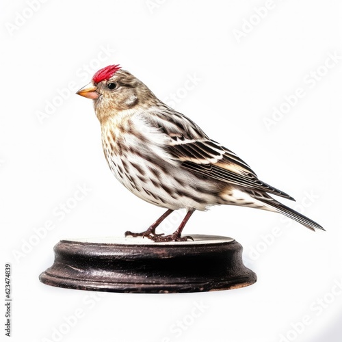 Hoary redpoll bird isolated on white. Generative AI photo