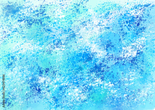 水飛沫を上げる水のイメージ、クールなブルー