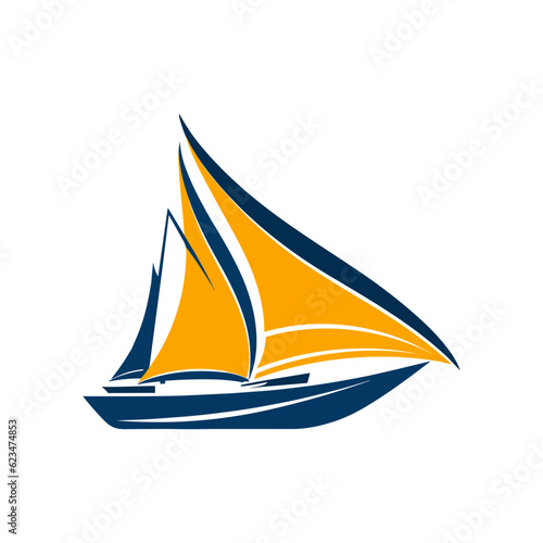 Vector illustration of a classic yacht on white background