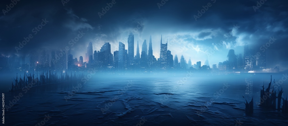 Nighttime Fusion: Captivating Water and Fire in Modern Technology HD Wallpaper, Generative AI Nighttime Fusion: Captivating Water and Fire in Modern Technology HD Wallpaper, Generative AI