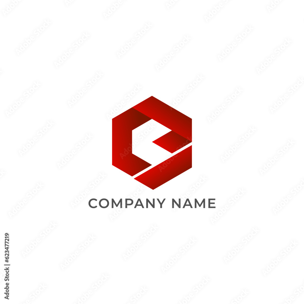 Fototapeta premium ILLUSTRATION GRADIENT RED COLOR ABSTRACT GEOMATRIC LETTER E AND V LOGO ICON SIMPLE NIMIMALIST TEMPLATE DESIGN VECTOR
