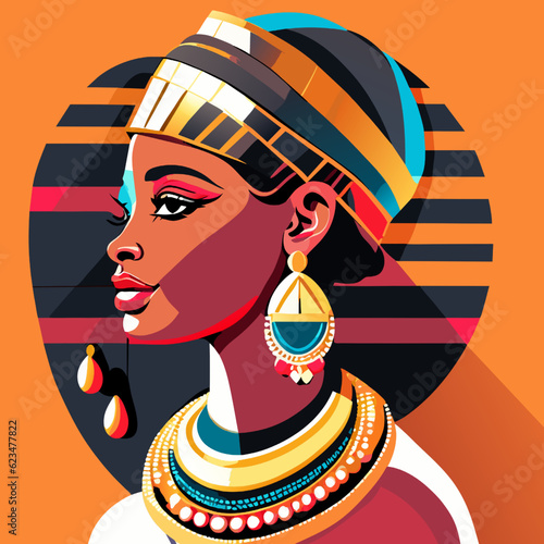 Egyptian woman portrait. Vector illustration in flat style for your design