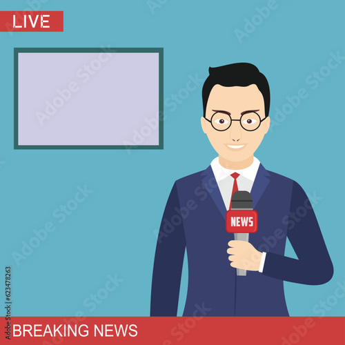 news reader vector art illustration reporter design