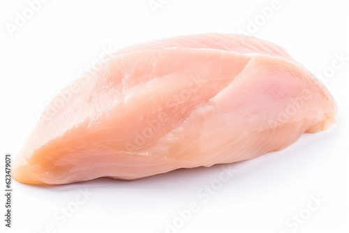 Piece of chicken breast isolated on white background. Generative ai.
