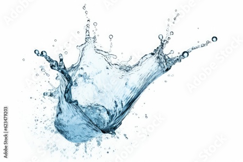 Splashes of pure blue water isolated on white background. Generative ai.