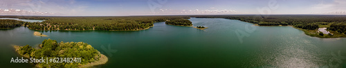 Fototapeta Naklejka Na Ścianę i Meble -  Panorama from above on the lakes in Augustow on a summer,sunny day.