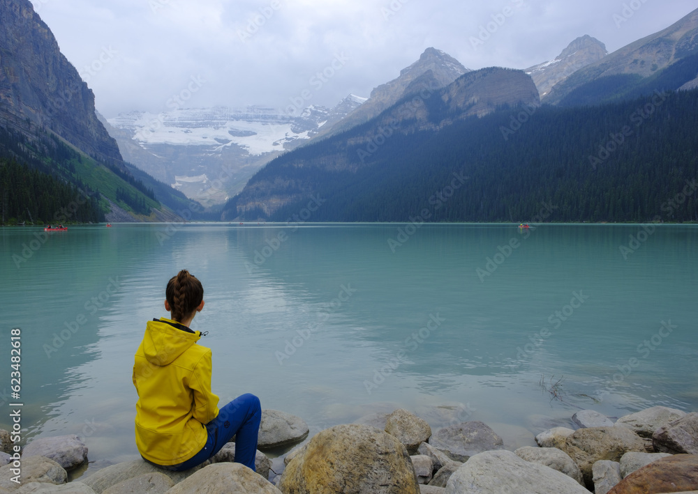 Girl at Lake Louise, Banff National Park, Canada