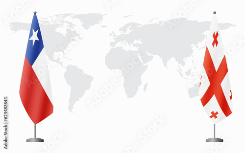 Chile and Georgia flags for official meeting