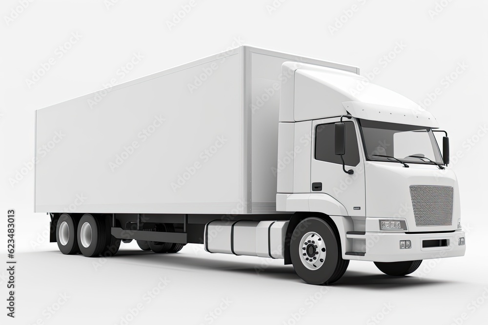 Delivery of large cargo, truck on a white background. Generative ai.