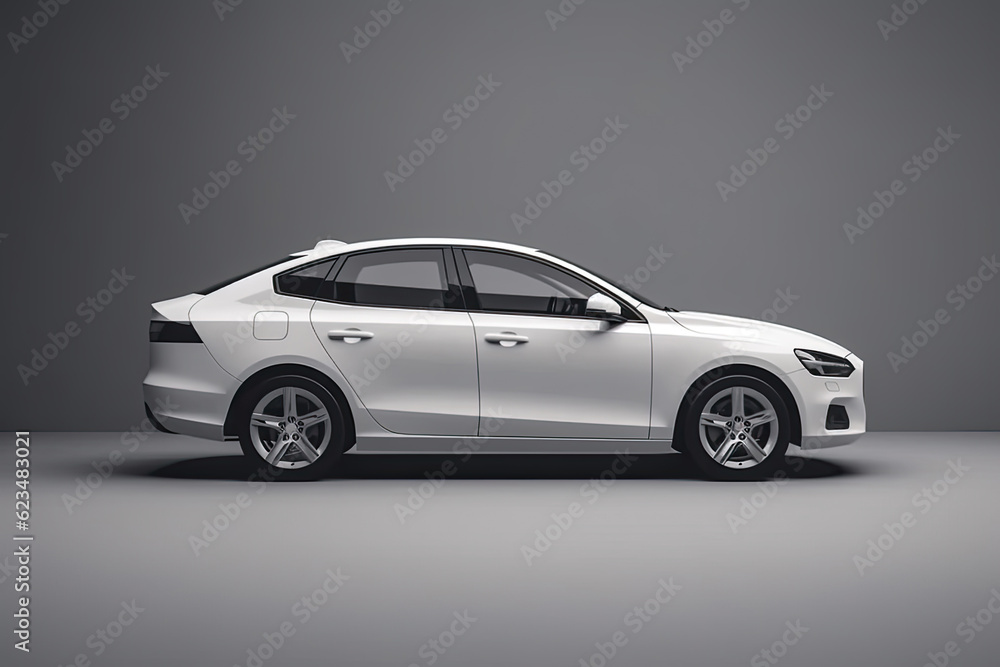 Modern luxury car on a gray background, branding. Generative ai.