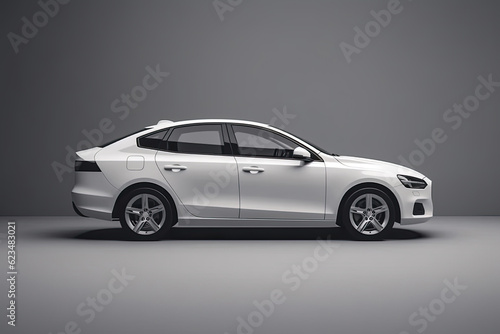 Modern luxury car on a gray background, branding. Generative ai. © Iryna
