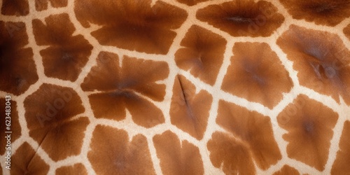 Brown wild African giraffe  skin texture. Generative ai.