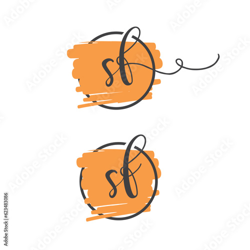SF initial handwritten logo for identity. Logo with signature and hand drawn style.