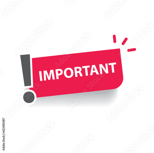 Important notice icon for attention message banner red vector illustration.