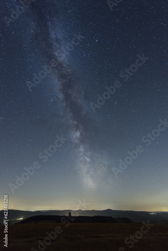 German night sky with milky way around a mountain called Wasserkuppe