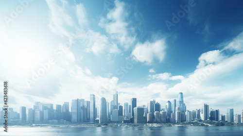 A panoramic view of a modern city skyline  symbolizing the hustle and bustle of the business world Generative AI