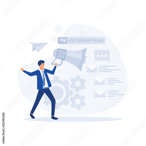  Job Description,  A document that describes the responsibilities of a position, flat vector modern illustration 