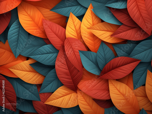Amazing colorful autumn leaves background close up. Ai generation © KatrinAV