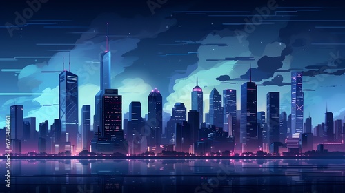 Landscape of night city  illustration for product presentation and template design.