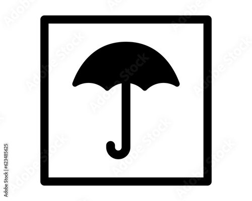 Keep dry icon, label for parcel. Vector umbrella square symbol.
