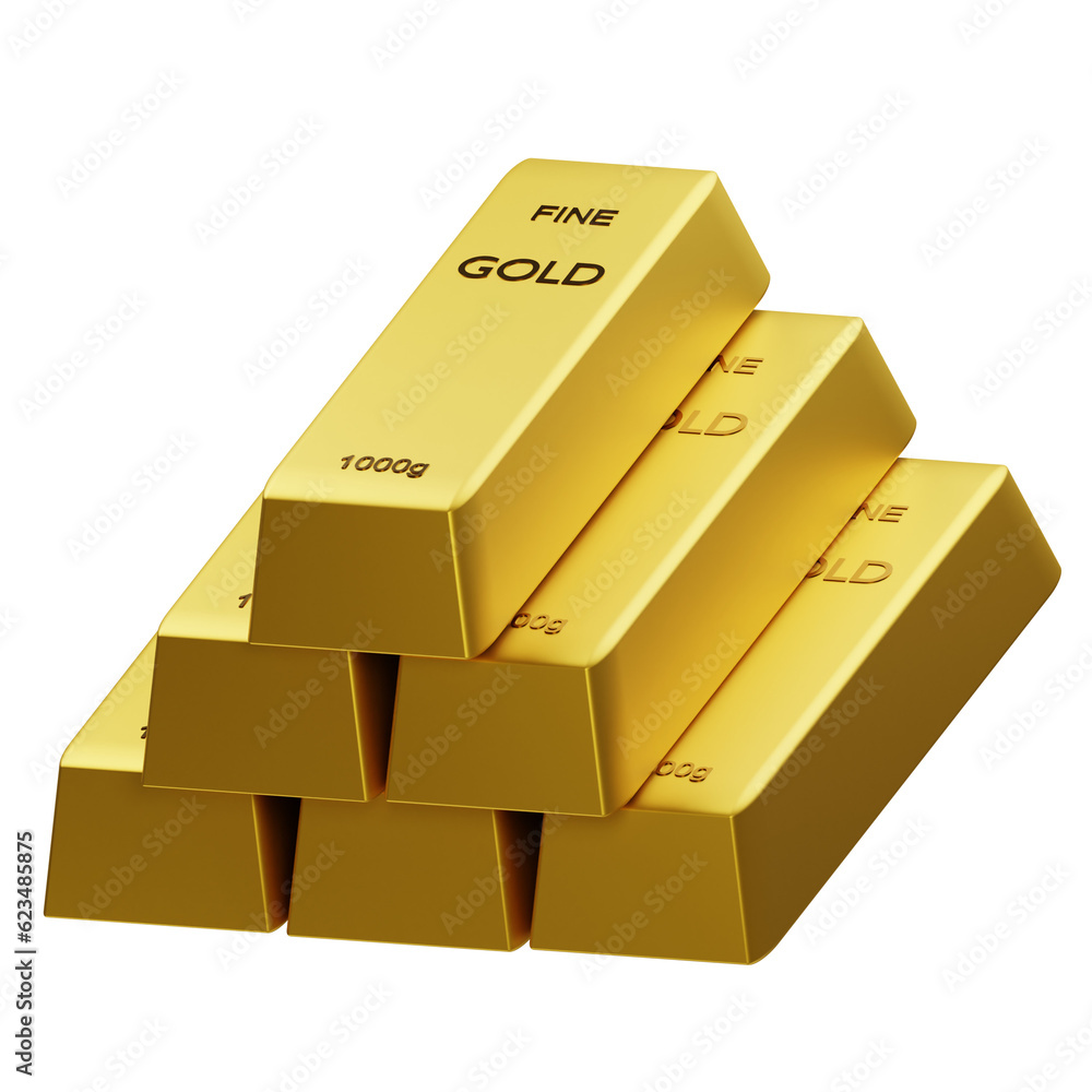 3D illustration Bar Gold object 3D illustration Bar Gold object