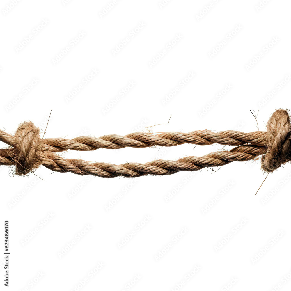 Frayed Rope about to Break on white background