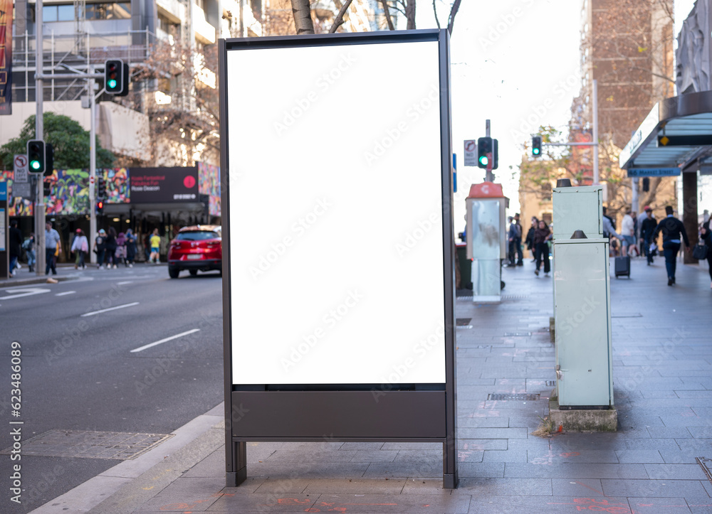 Blank advertising billboard on street in the city Blank advertising billboard on street in the city