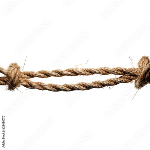 Frayed Rope about to Break on white background