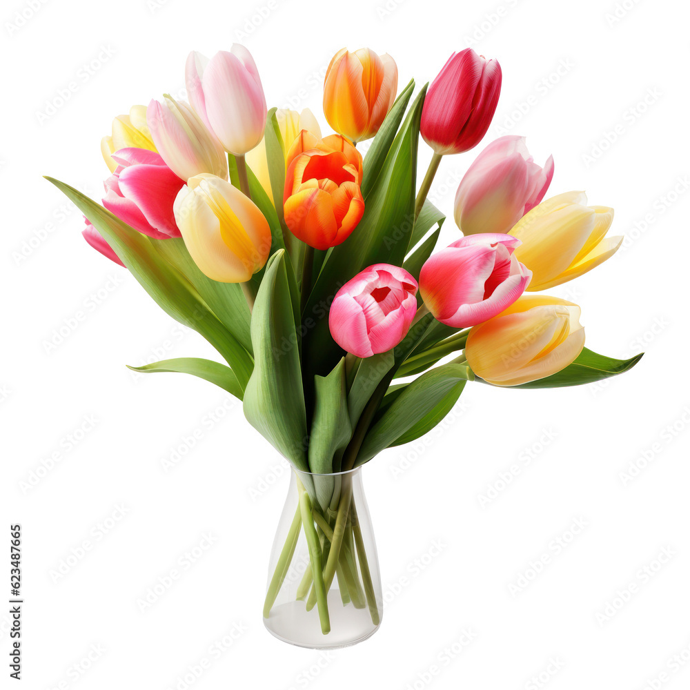 Tulip Flower Bouquet Isolated. Illustration AI Generative. Tulip Flower Bouquet Isolated. Illustration AI Generative.