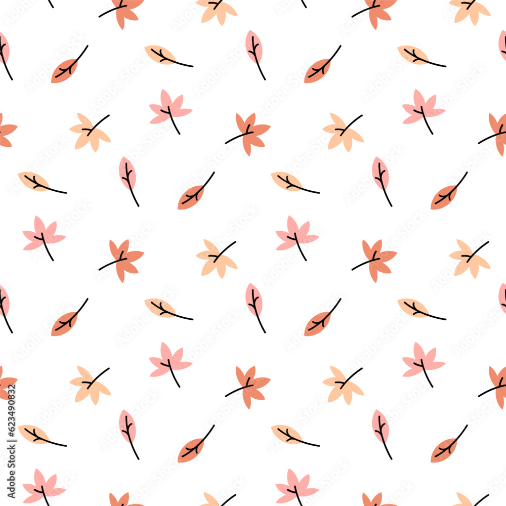 seamless autumn leaf pattern and background vector illustration