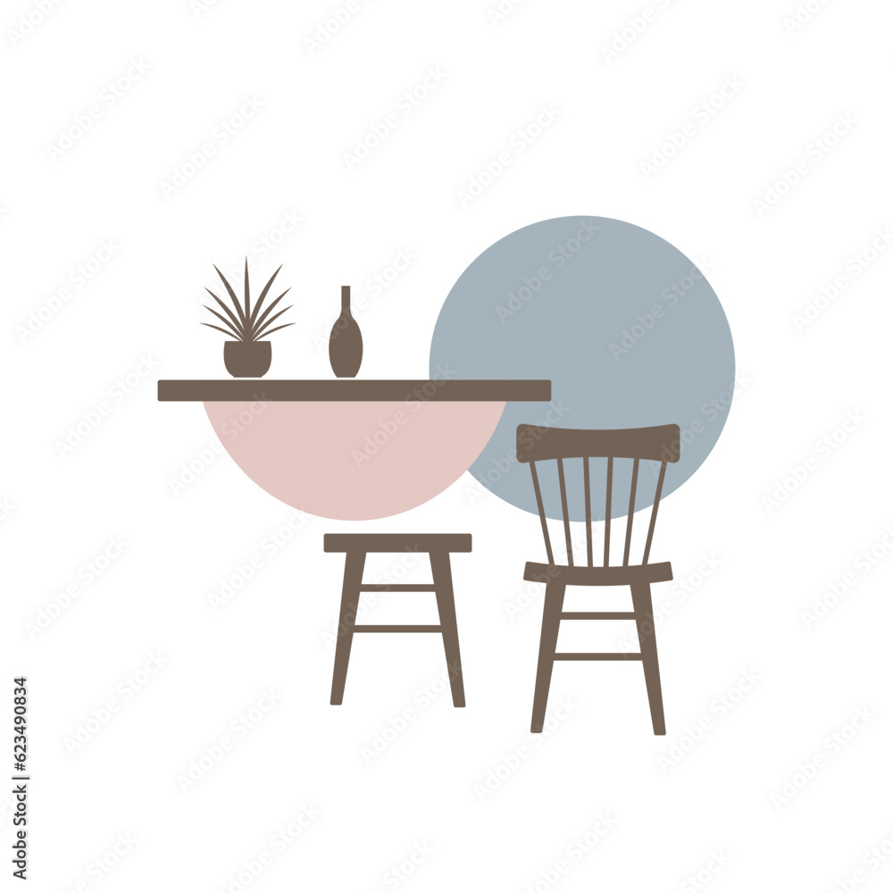Interior furniture icon vector isolated on white background for your web and mobile app design, Table and chairs logo concept Interior furniture icon vector isolated on white background for your web and mobile app design, Table and chairs logo concept
