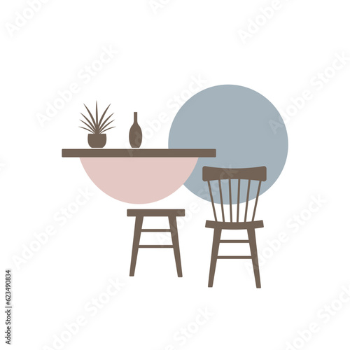 Interior furniture icon vector isolated on white background for your web and mobile app design, Table and chairs logo concept