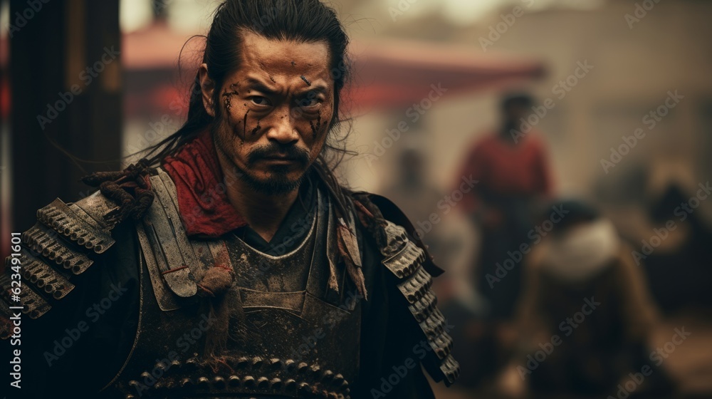 Photo of a samurai in his armor.generative ai