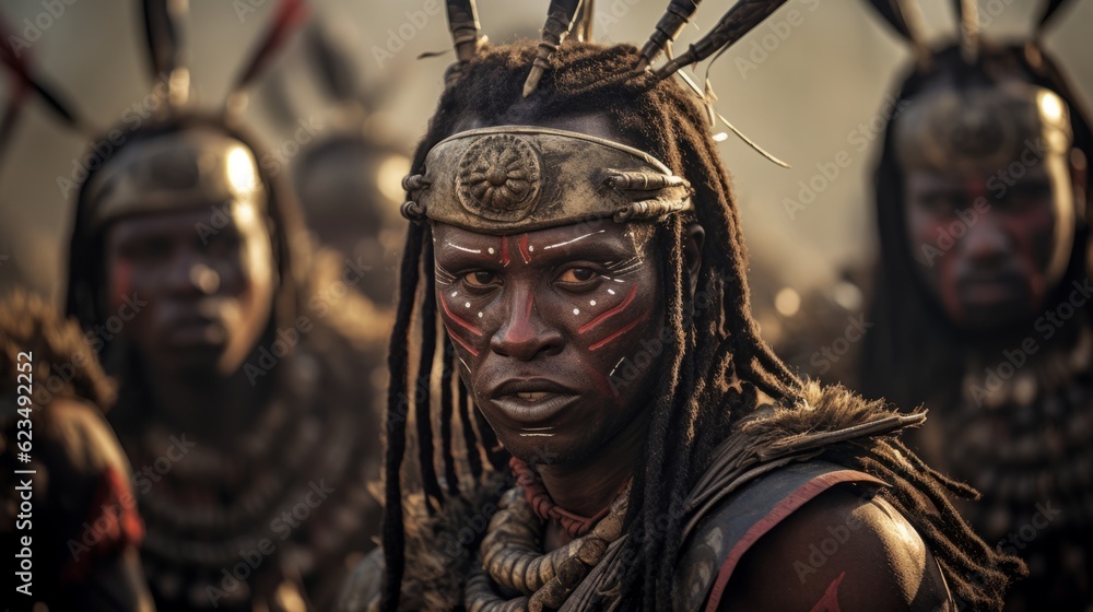 Photo of a zulu warrior.generative ai