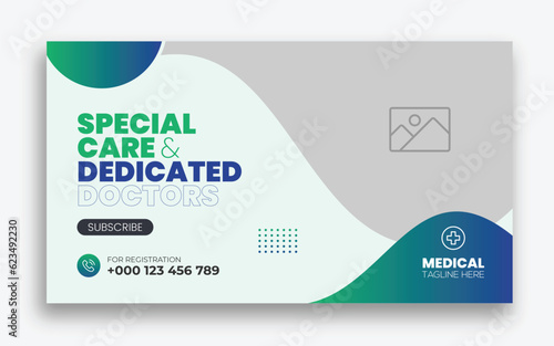 Medical healthcare youtube thumbnail cover and social media web banner design template