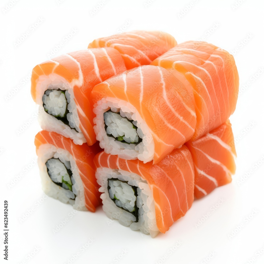 four pieces of sushi stacked on top of each other four pieces of sushi stacked on top of each other