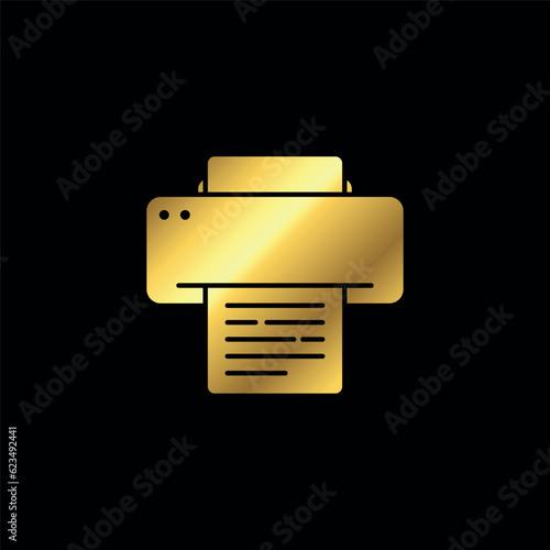 Gold Color Printer Icon Vector Template