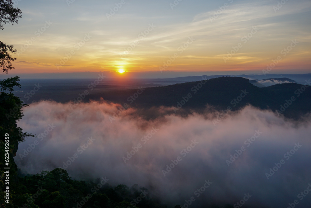sunrise Among the mountains and sea of mist.