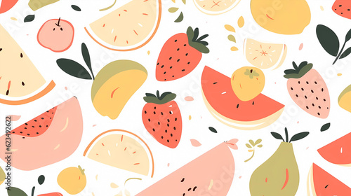 Hand-painted colorful cartoon fruit elements background material 