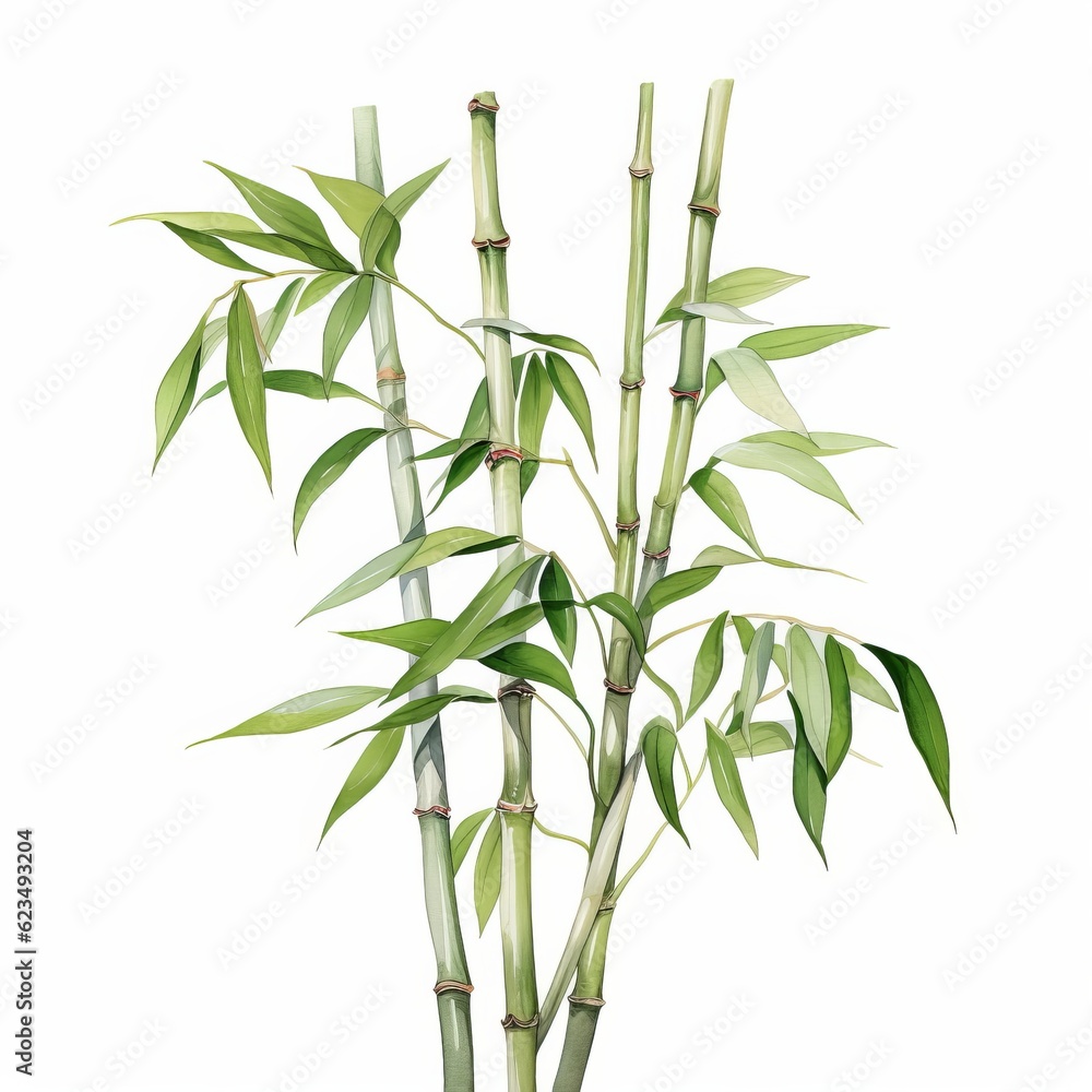 A vibrant watercolor painting capturing the beauty of a bamboo plant A vibrant watercolor painting capturing the beauty of a bamboo plant