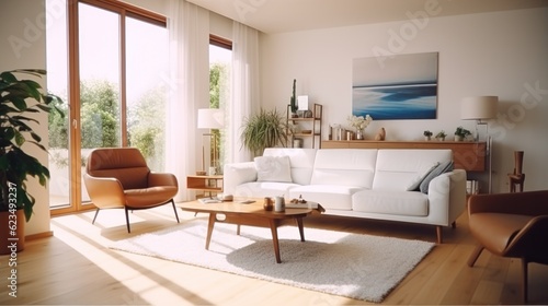 Modern living room. Illustration AI Generative. © yganko