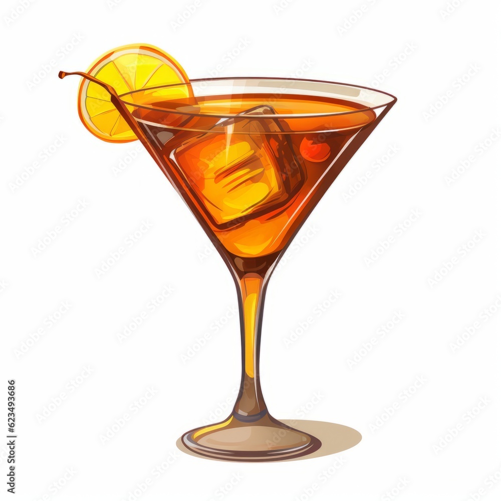 A refreshing drink with a slice of orange on a glass A refreshing drink with a slice of orange on a glass
