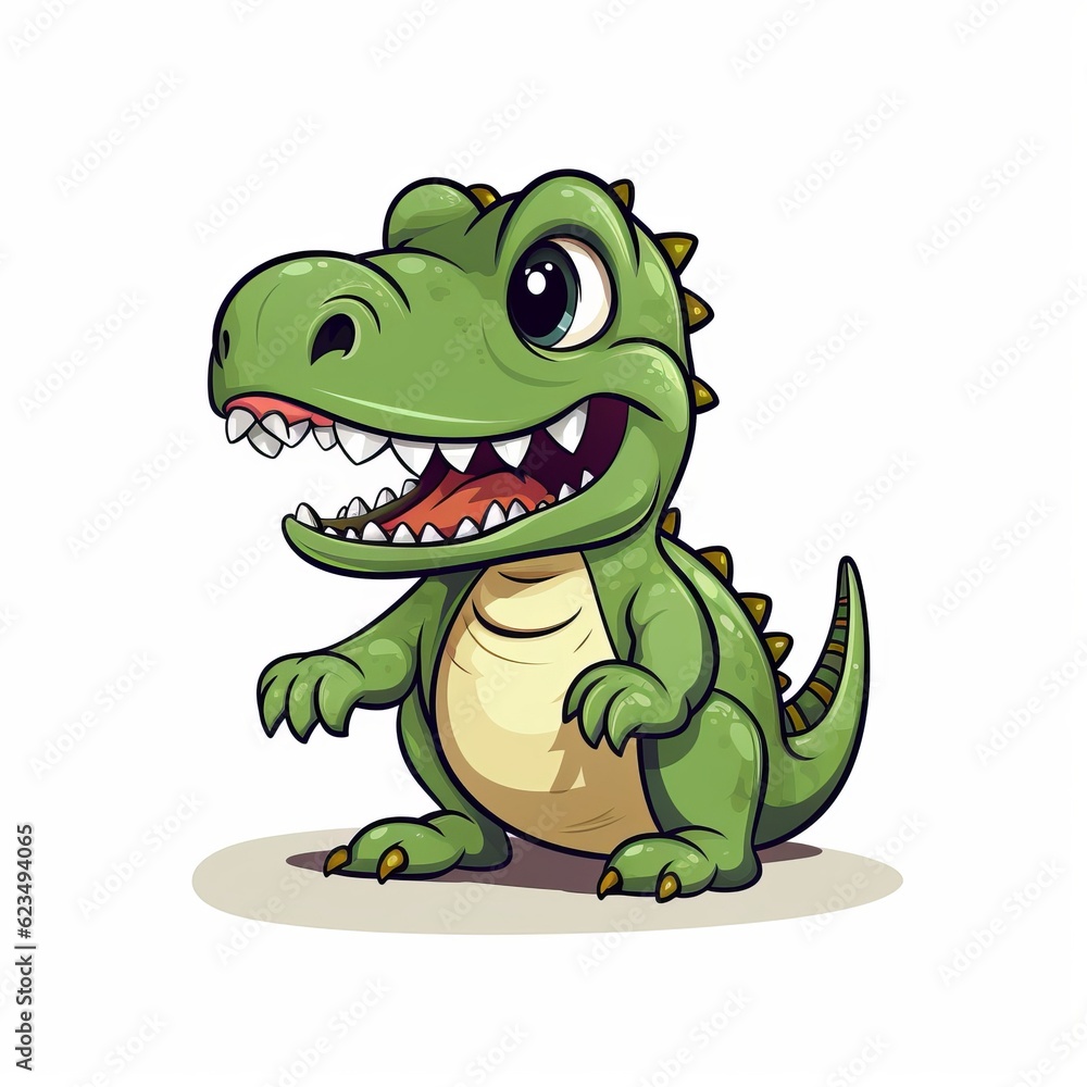 Obraz premium a cheerful cartoon dinosaur with a contagious smile