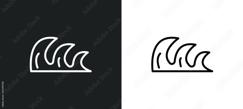 tsunami icon isolated in white and black colors. tsunami outline vector icon from weather collection for web, mobile apps and ui. tsunami icon isolated in white and black colors. tsunami outline vector icon from weather collection for web, mobile apps and ui.