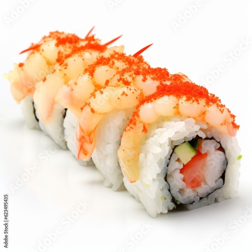 a delicious sushi roll on a clean white plate