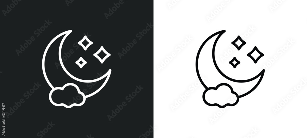Fototapeta premium night icon isolated in white and black colors. night outline vector icon from weather collection for web, mobile apps and ui.