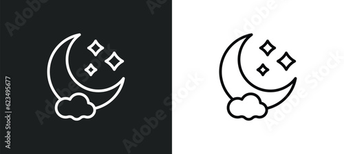 night icon isolated in white and black colors. night outline vector icon from weather collection for web, mobile apps and ui.