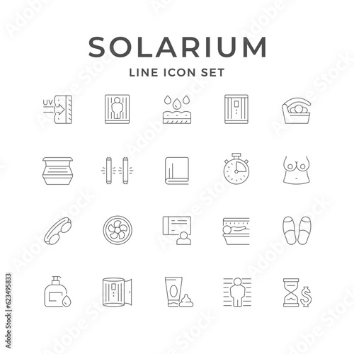 Set line icons of solarium