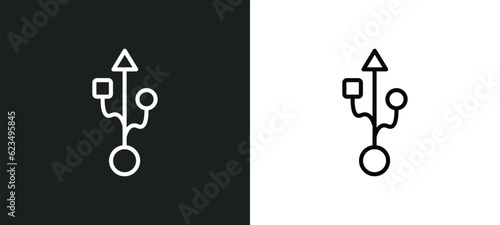 usb port icon isolated in white and black colors. usb port outline vector icon from user interface collection for web, mobile apps and ui.